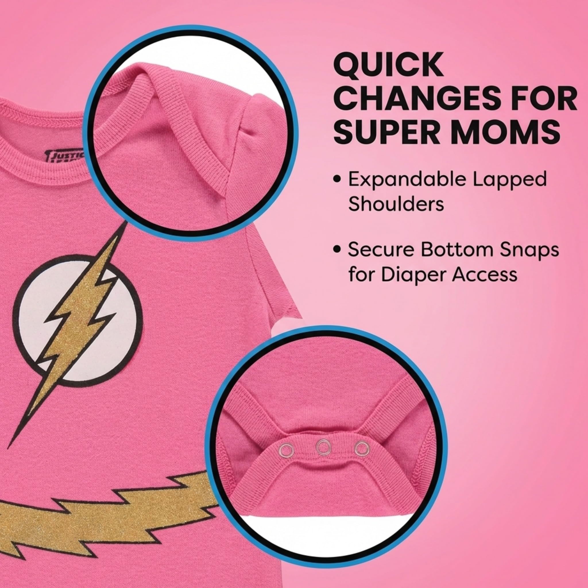 DC Comics Baby-Girls Justice League Bodysuit mit kurzen Ärmeln, Multipack