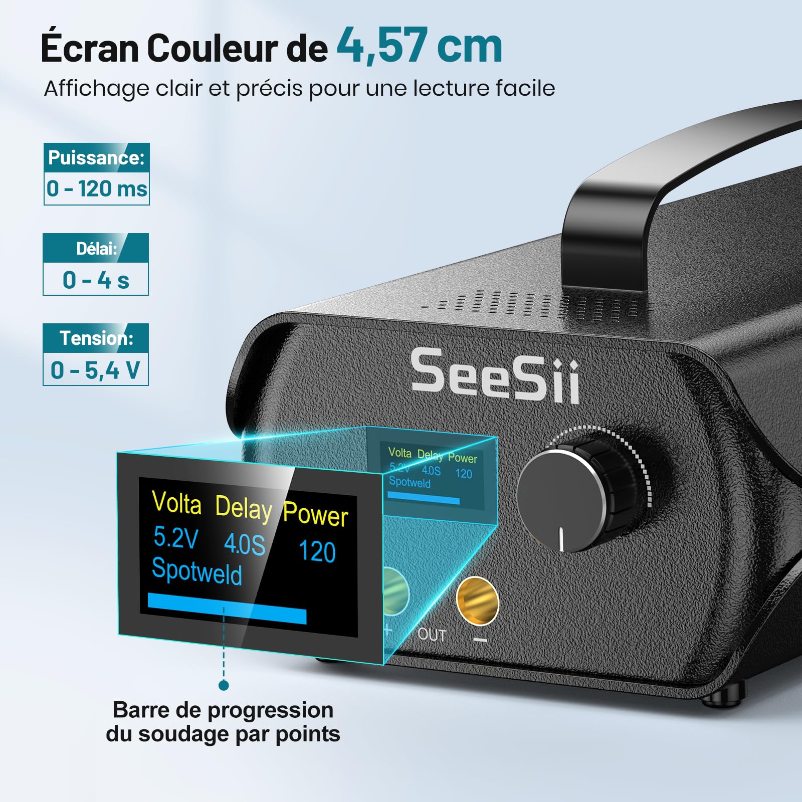 SEESII Soudeur par Points Condensateur 3000 F, Soudeuse par Point pour Batteries 120 Vitesses, Supporte Bandes de Nickel 0,1-0,3 mm