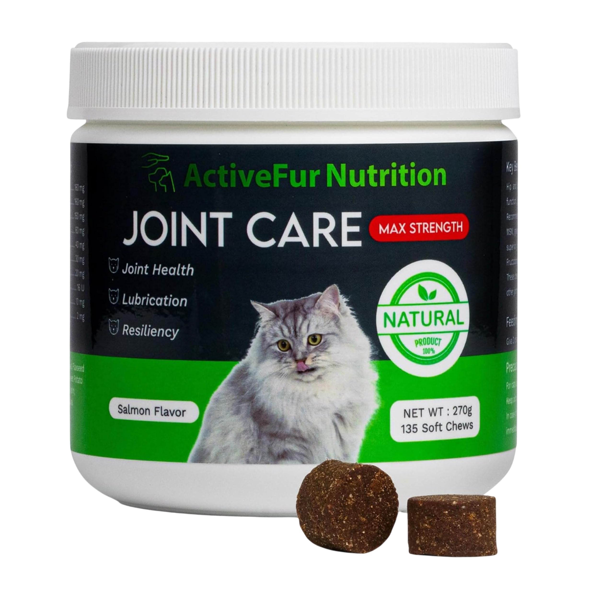 ActiveFur Nutrition Joint Care Chews for Cats - 135 Salmon Flavoured Soft Chews