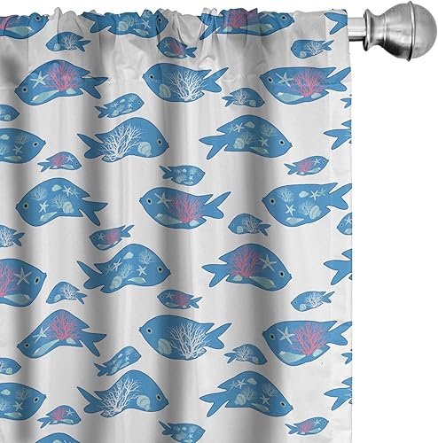 Miniatura 22 de Ambesonne Cortinas retro para ventana, diseño hipster alegre, cámaras de fotos analógicas antiguas, equipo de película estilo garabato, decoración