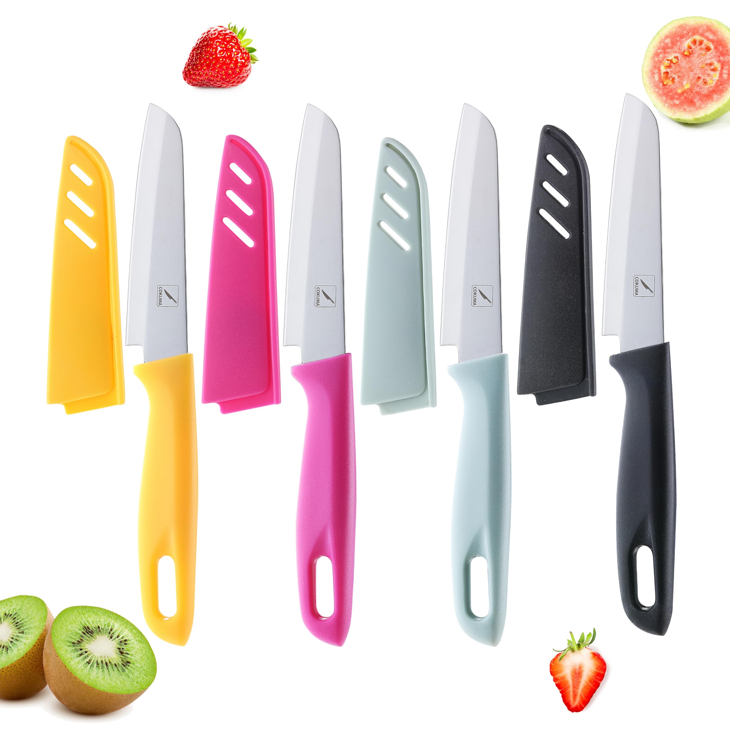 Paring Knife, 4PCS Paring Knife Set with Knife Sheaths, 3.7 inch Stainless Steel Pairing Knife, Ultra Sharp Small Kitchen Vegetable Fruit Knives, Dishwasher Safe (4 Colors)