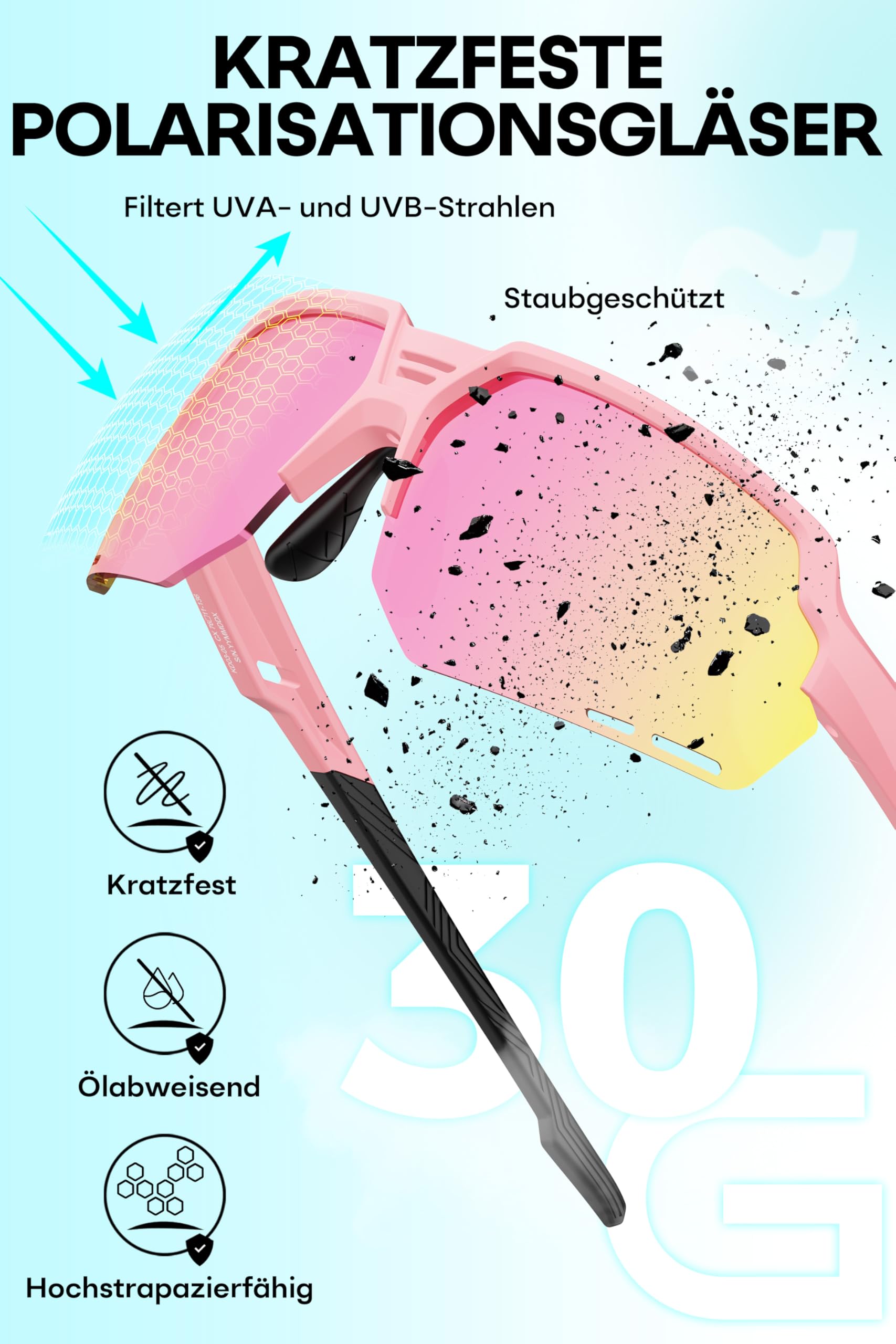 SIPLION Polarisiert Sonnenbrille Herren Sport: UV400 Schutz TR90 Rahmen Rutschfest Umschließend für Fahren Golf Angeln Laufen