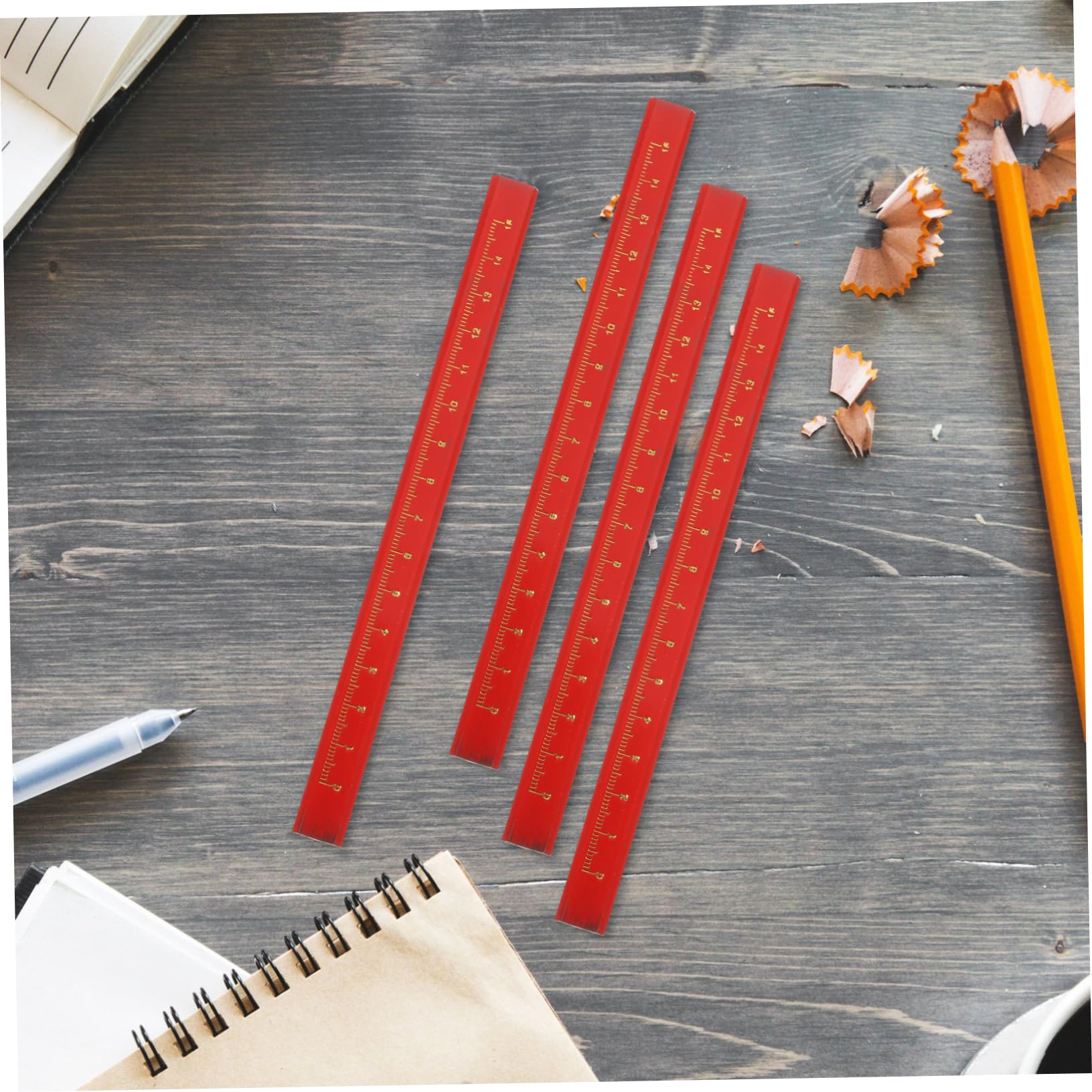 STOBOK Crayon de Charpentier Octogonal Lot de 50, avec Échelle Rouges