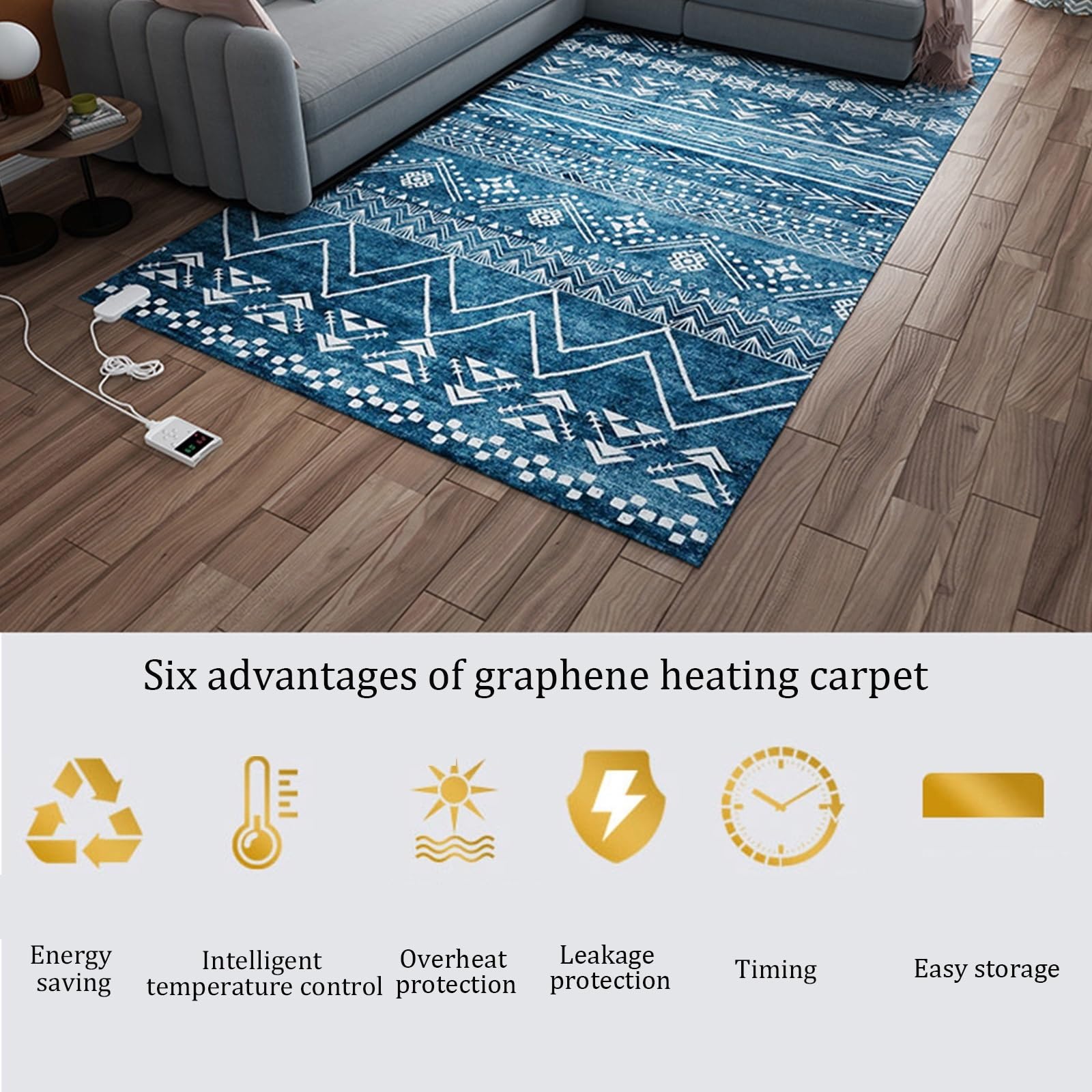 Alfombra calefactora eléctrica de grafeno, almohadilla térmica grande para mascotas con temporizador de calentamiento rápido, alfombra calefactable(B,140CM*200CM/55.1 * 78.7in)