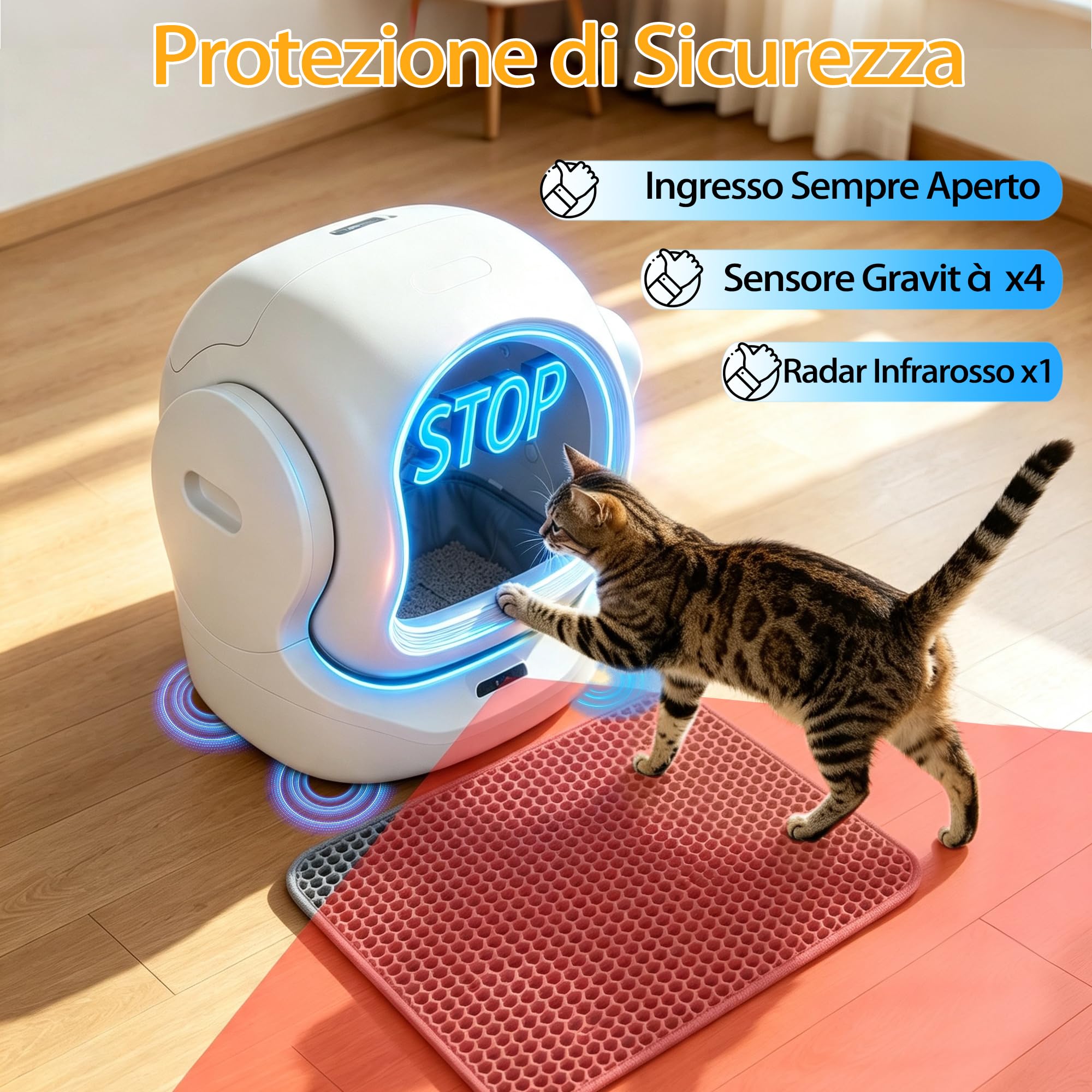 Lettiera Gatto Autopulente, Lettiera Automatica, Capacità 89 Litri