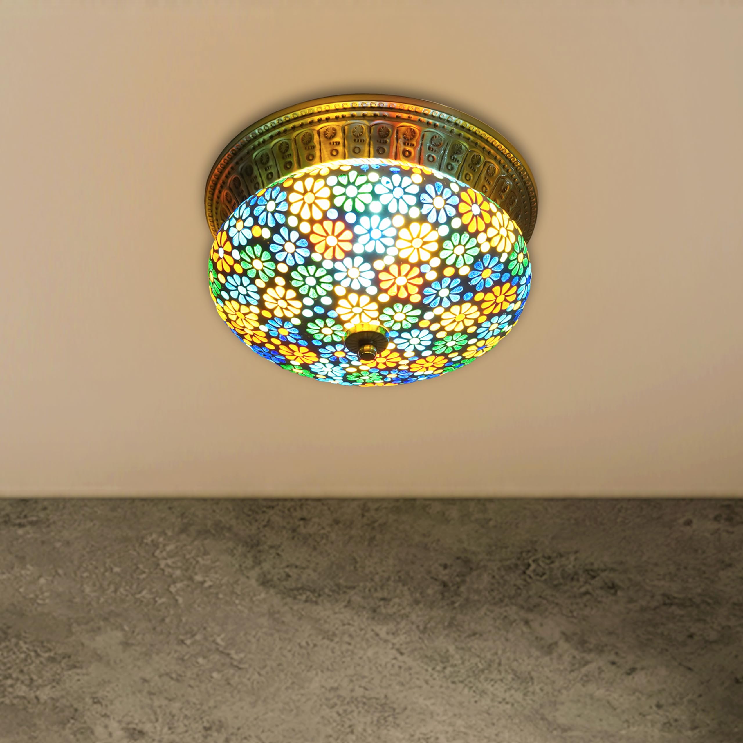 KAPOOR LAMP SHADES Hanna Brass and Glass Ceiling Light (LED Bulb Included)-image-1