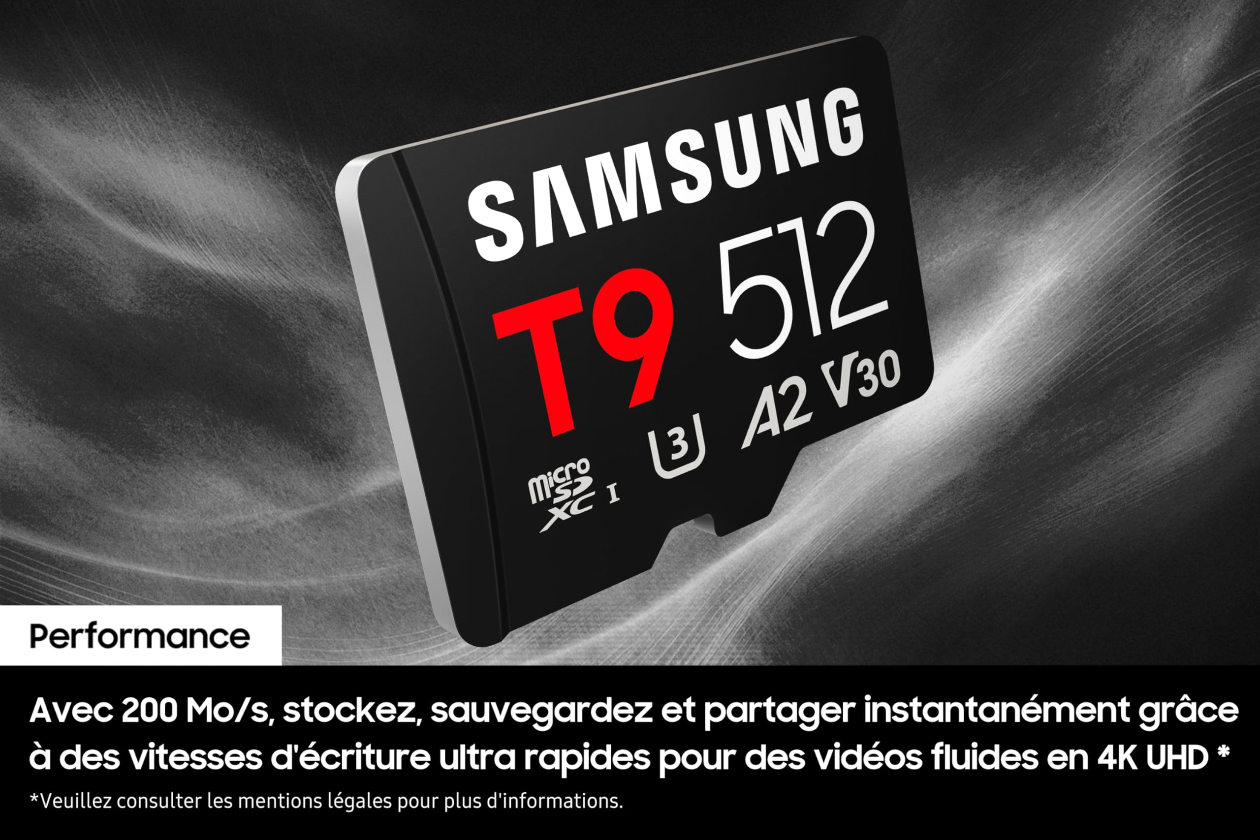 Samsung T9 Carte microSD, 128 Go, Carte mémoire pour Drones, caméras d'action et caméras 360°, UHS-I U3, Full HD & 4K UHD, 200 Mo/s en Lecture, 130 Mo/s en écriture, MB-MH128T/WW
