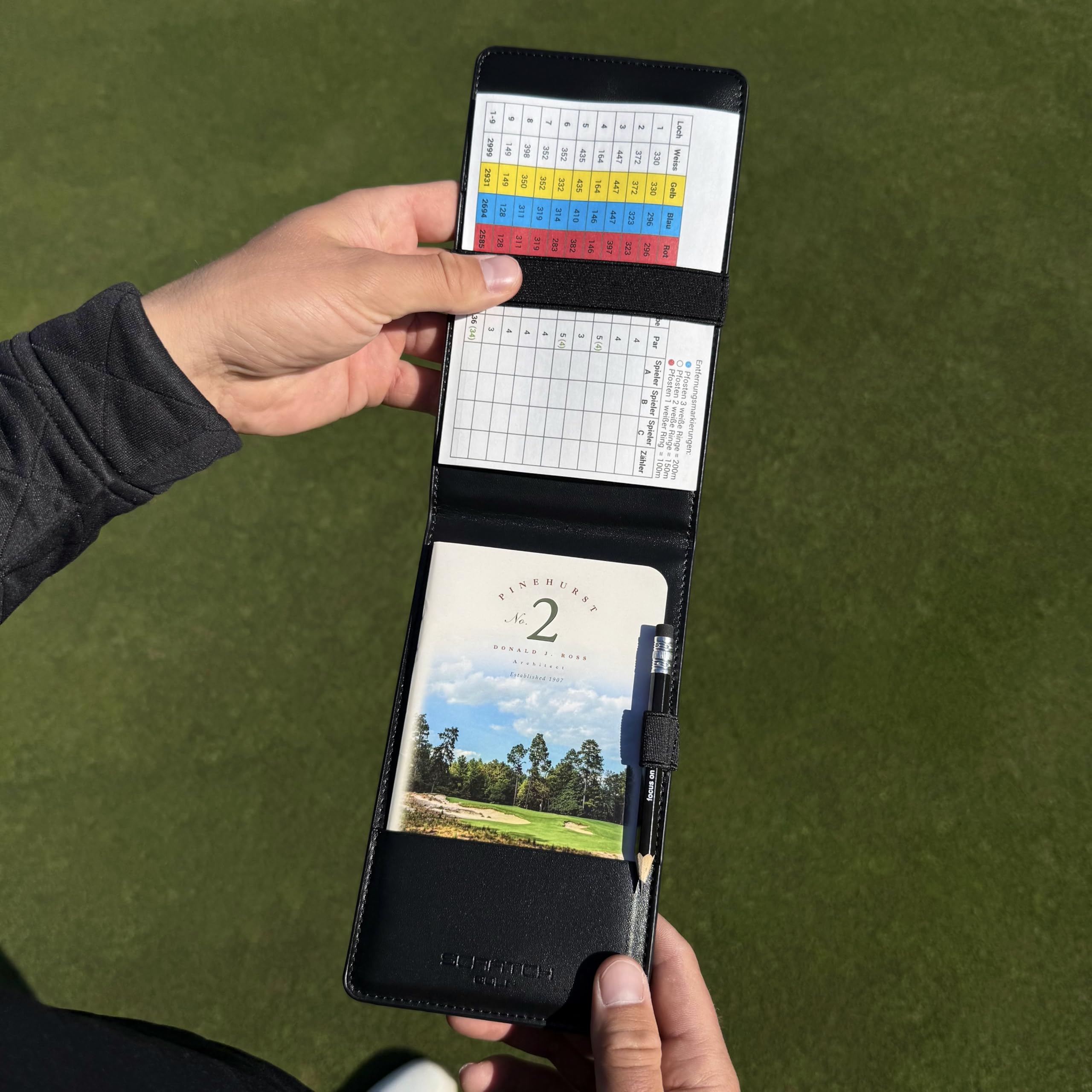 Generisch Scratch Golf - Porta carte punteggio con matita | Premium Scorecard & Yardage Book Holder