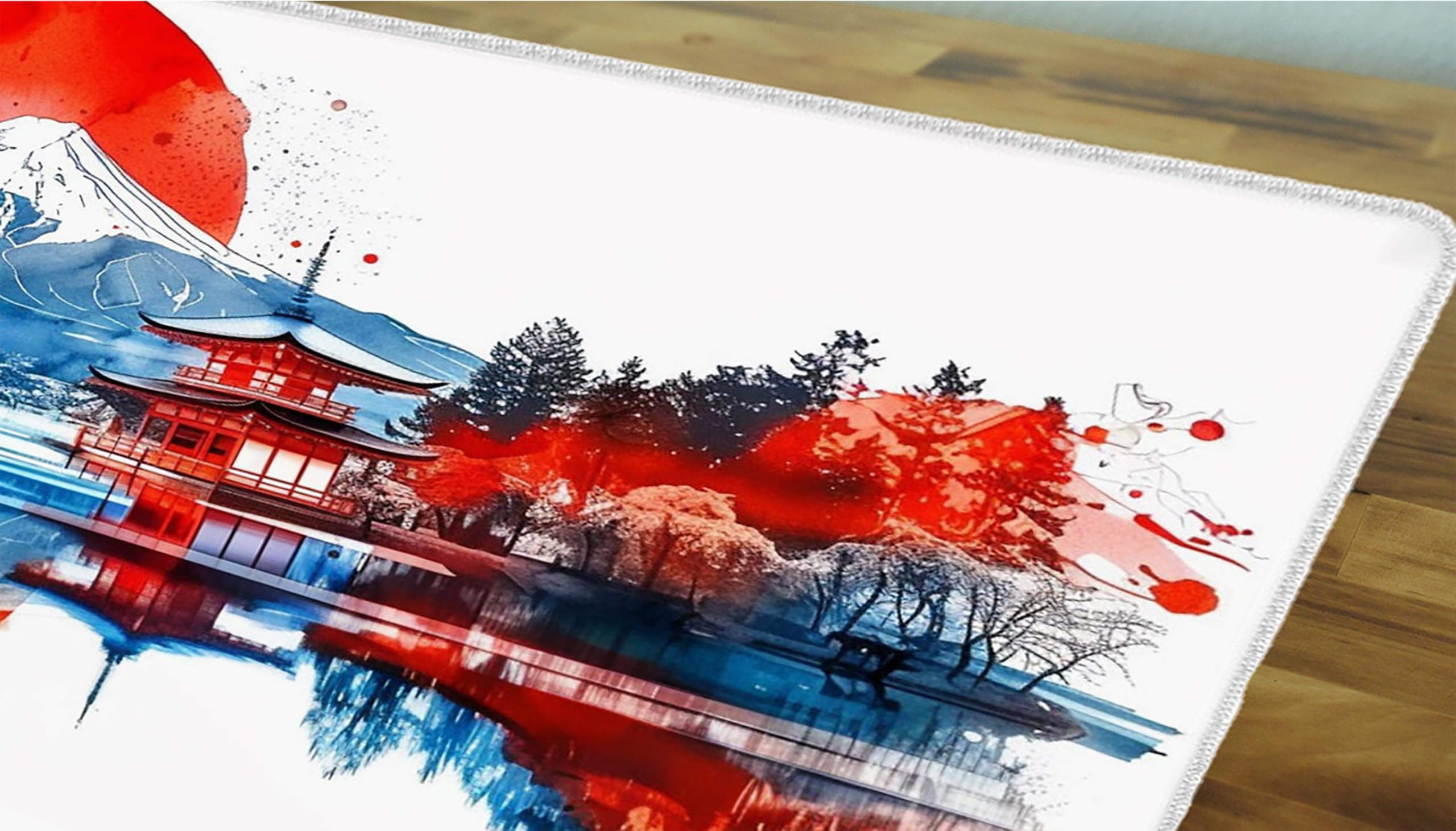 Niebieska podkładka pod mysz XXL, podkładka na biurko, 1200 x 600 cm, szyte krawędzie, podkładka pod mysz, gumowa podstawa, góra, Fuji, podkładka pod mysz, stabilna przyczepność na gładkich