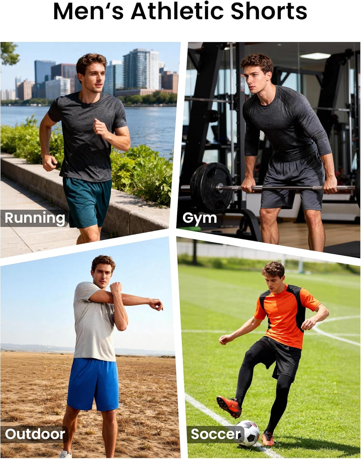 BVNSOZ Men's Athletic Shorts with Pockets and Elastic Waistband Quick Dry Workout Shorts for Men - Image 6