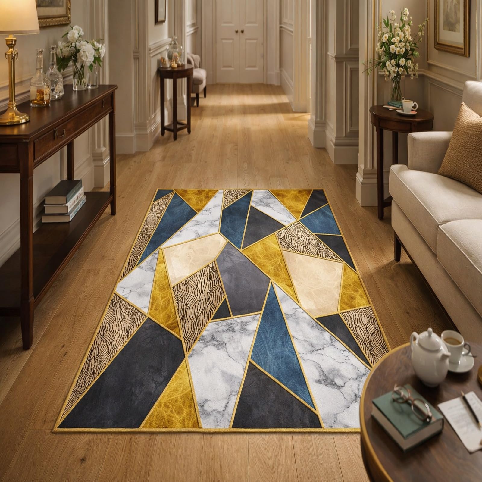 Tapis de chambre poils ras lavable et tapis rectangle de salon