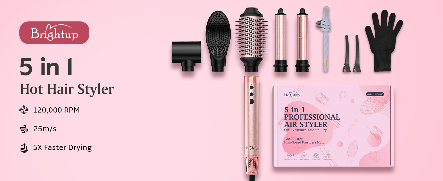 Brightup Air Styler, 5 in 1 Hair Dryer Brush with 110000 RPM High-Speed New Brightup Air Styler - Professional 110 000 RPM Hair Dryer  main image 3