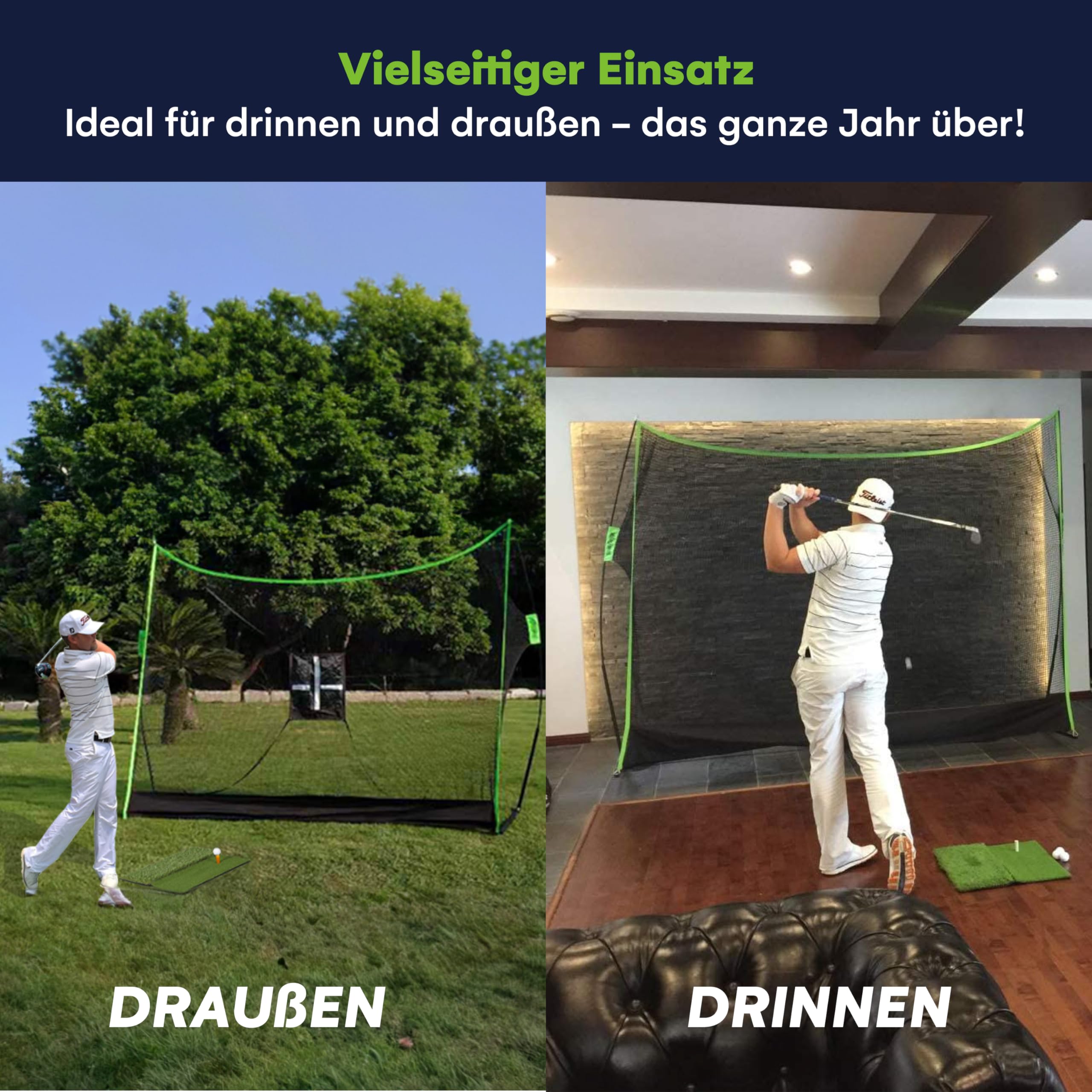 Golfnetz-Set – Professionelles zum Patent angemeldetes Golf-Übungsnetz, Doppel-Rasen-Golfmatte, Chipping Target & Tragetasche – die richtige Wahl von Golfnetzen für Hinterhoffahren & Golfschlägernetze