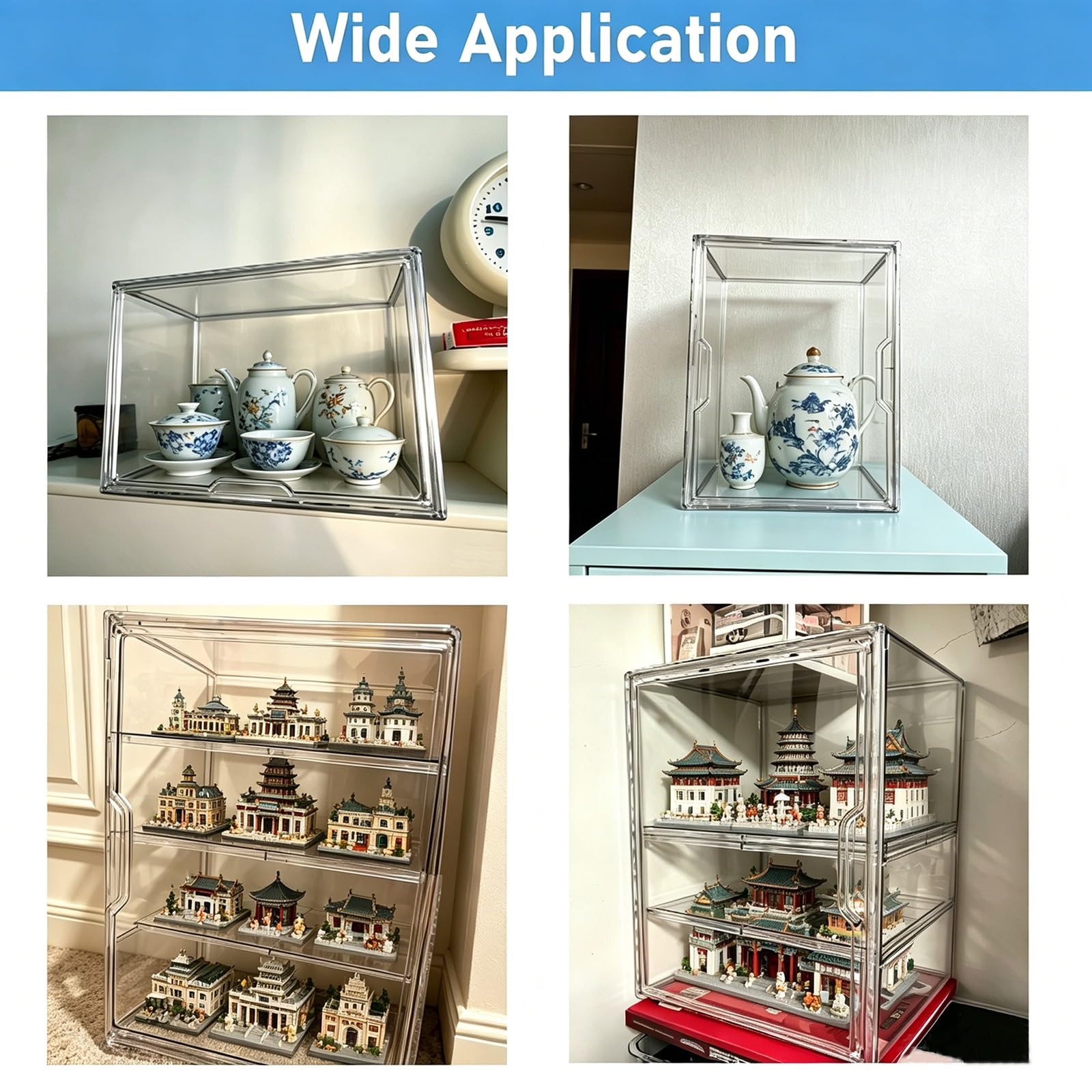 Teca Plexiglass Vetrina in Acrilico Impilabile, Scatola Portaoggetti Trasparente per Action Figure/Miniature/medaglie, Vetrina per Collezionisti in Acrilico di(3 Tiers)