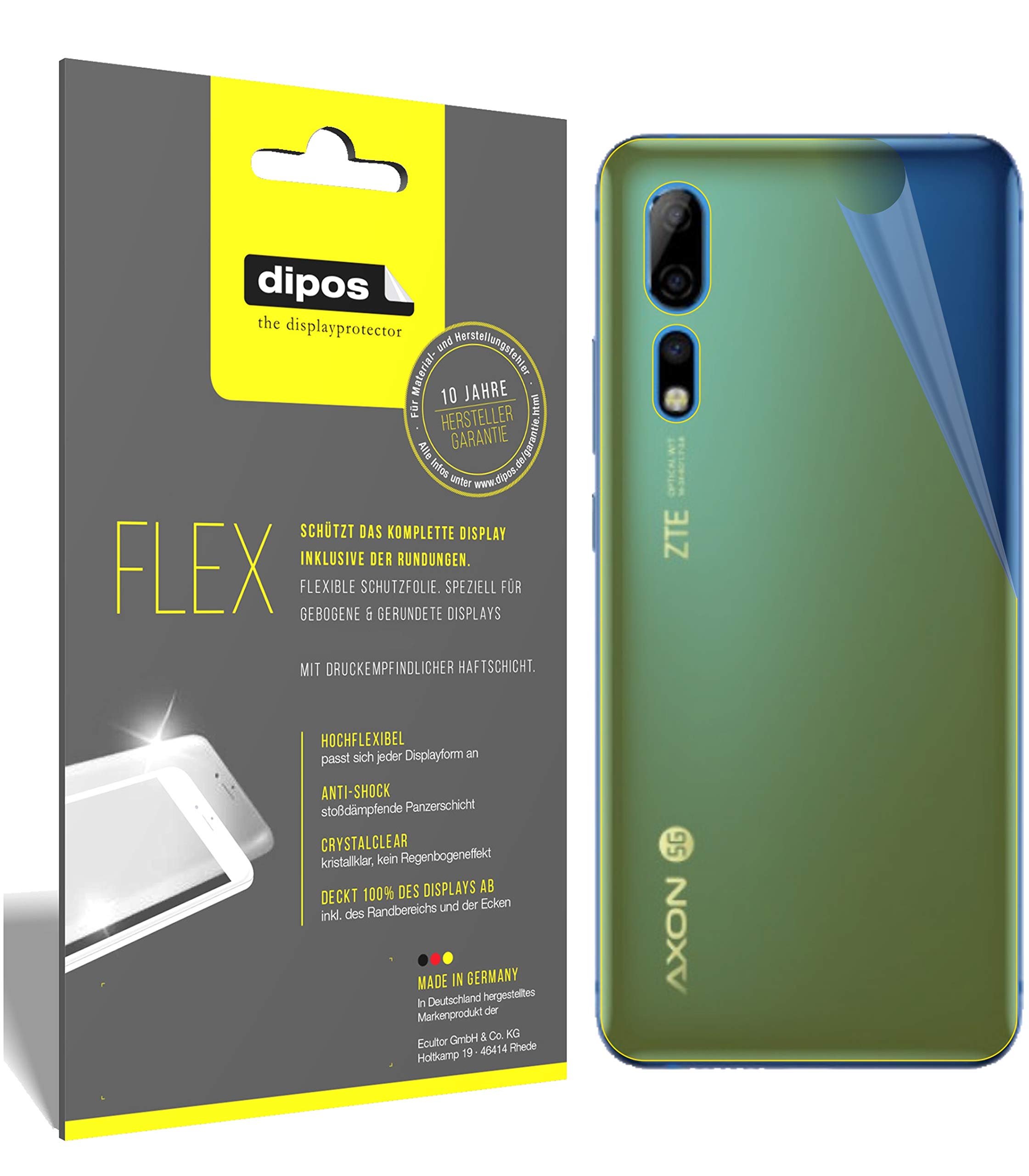dipos I 3X Pellicola Protettiva Compatibile con ZTE Axon 10s PRO Posteriore Pellicola di Protezione I 3D Full Cover