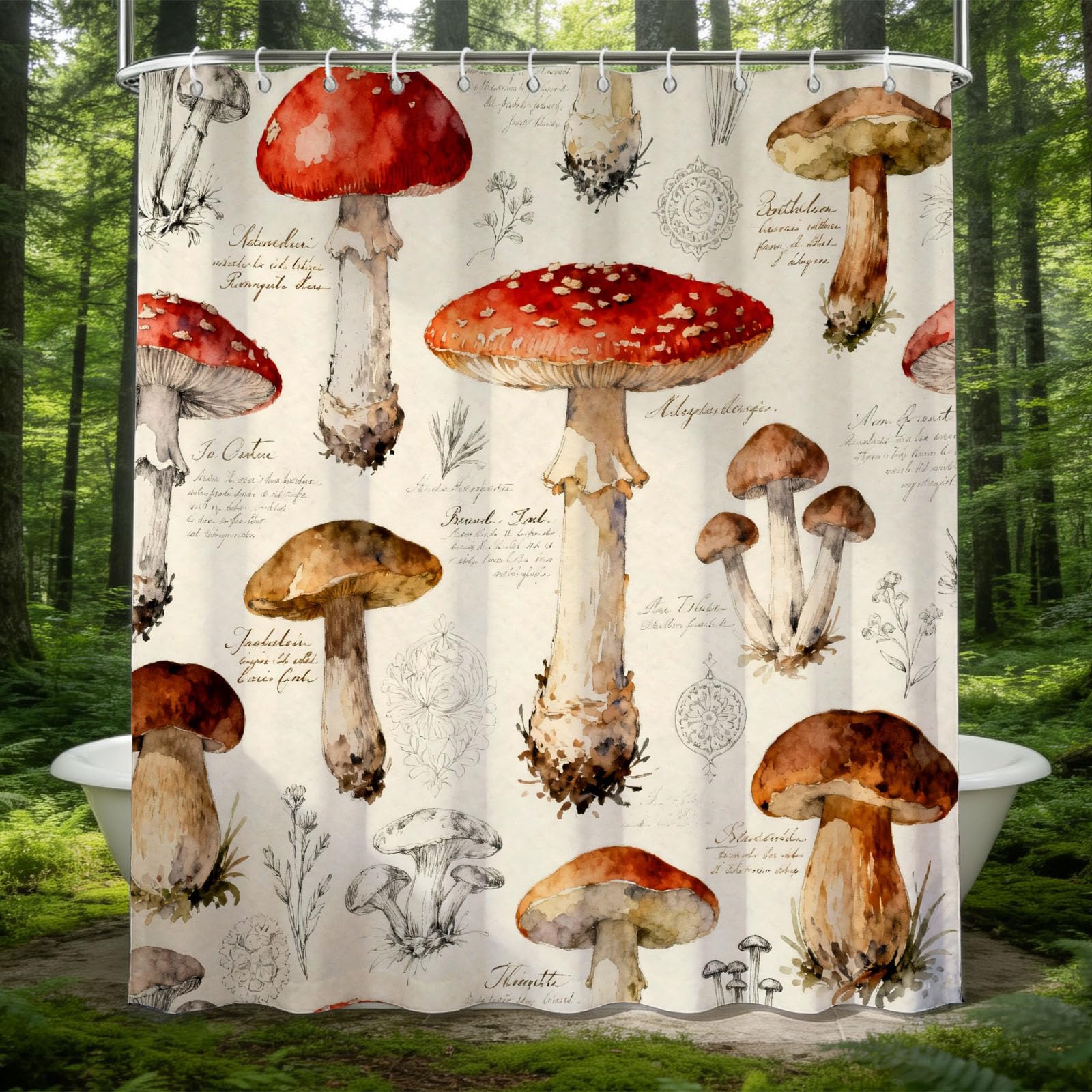 Hongduo 3D Cartoon Mushroom Shower Curtain for Stalls Bathtubs Cartoon Bathroom Decor Shower Curtain Set Polyester Fabric Waterproof 180x200cm/71X79 Inch with Hooks