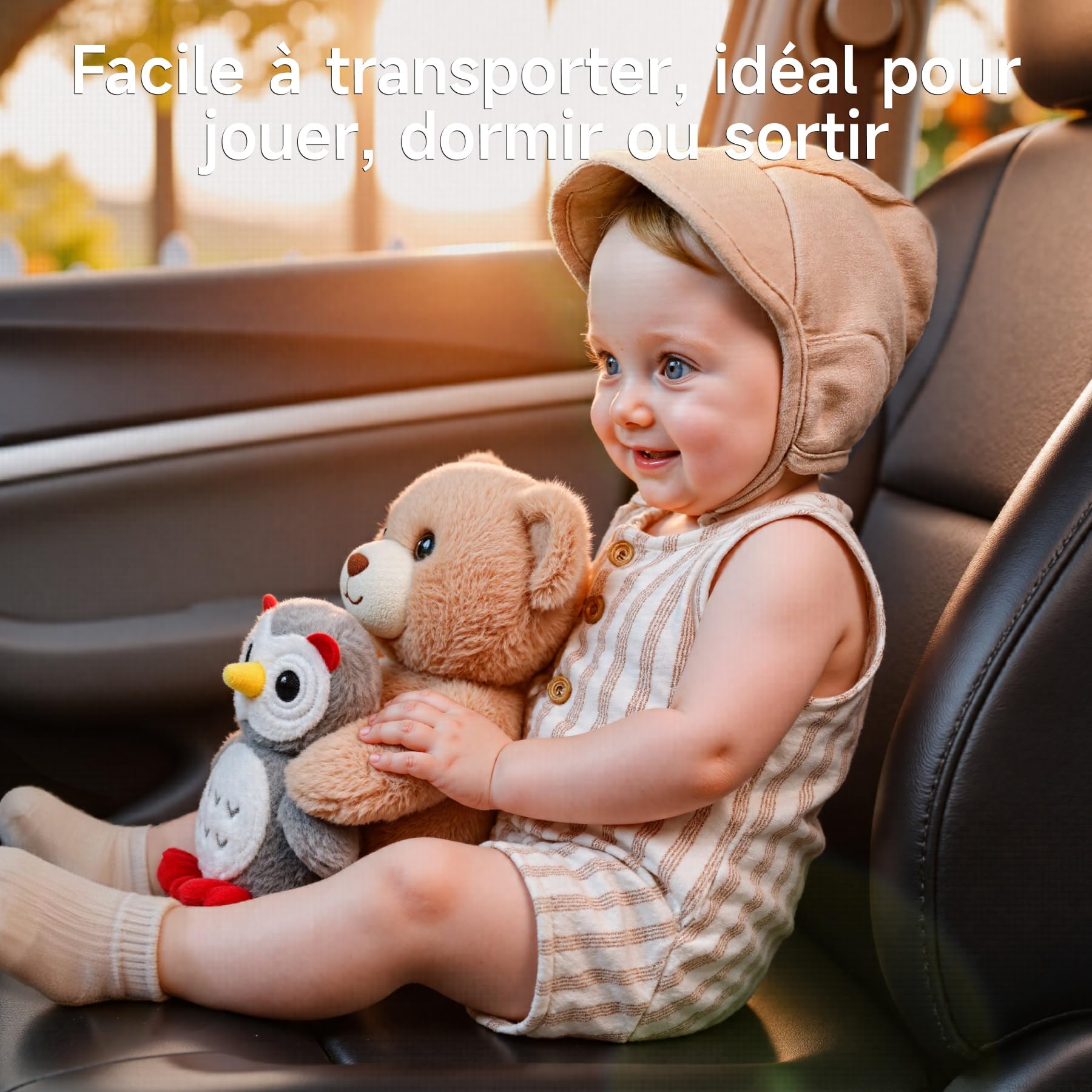 Ours en Peluche Musicale avec Hibou, Nounours Interactive Parlant, Jouet en Peluche Qui Enregistre et Répète, Cadeau pour Bébé Fille Garçon