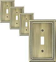 Vista 21 de Paquete de 2 Placas de Cubierta Combinadas para Interruptor de Palanca/Dúplex, Placa de Cubierta de Enchufe de Pared de Metal de Latón Antiguo