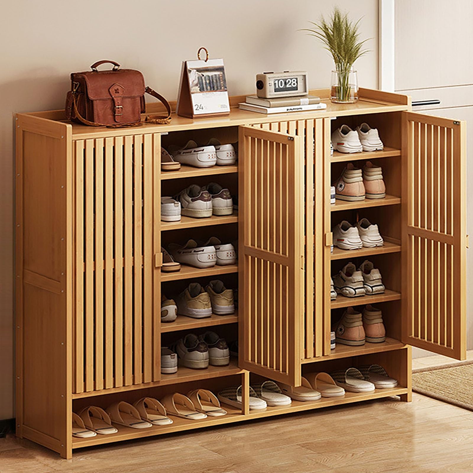 Amazon｜シューズボックス 下駄箱 ルーバーシューズボックス 靴箱 大