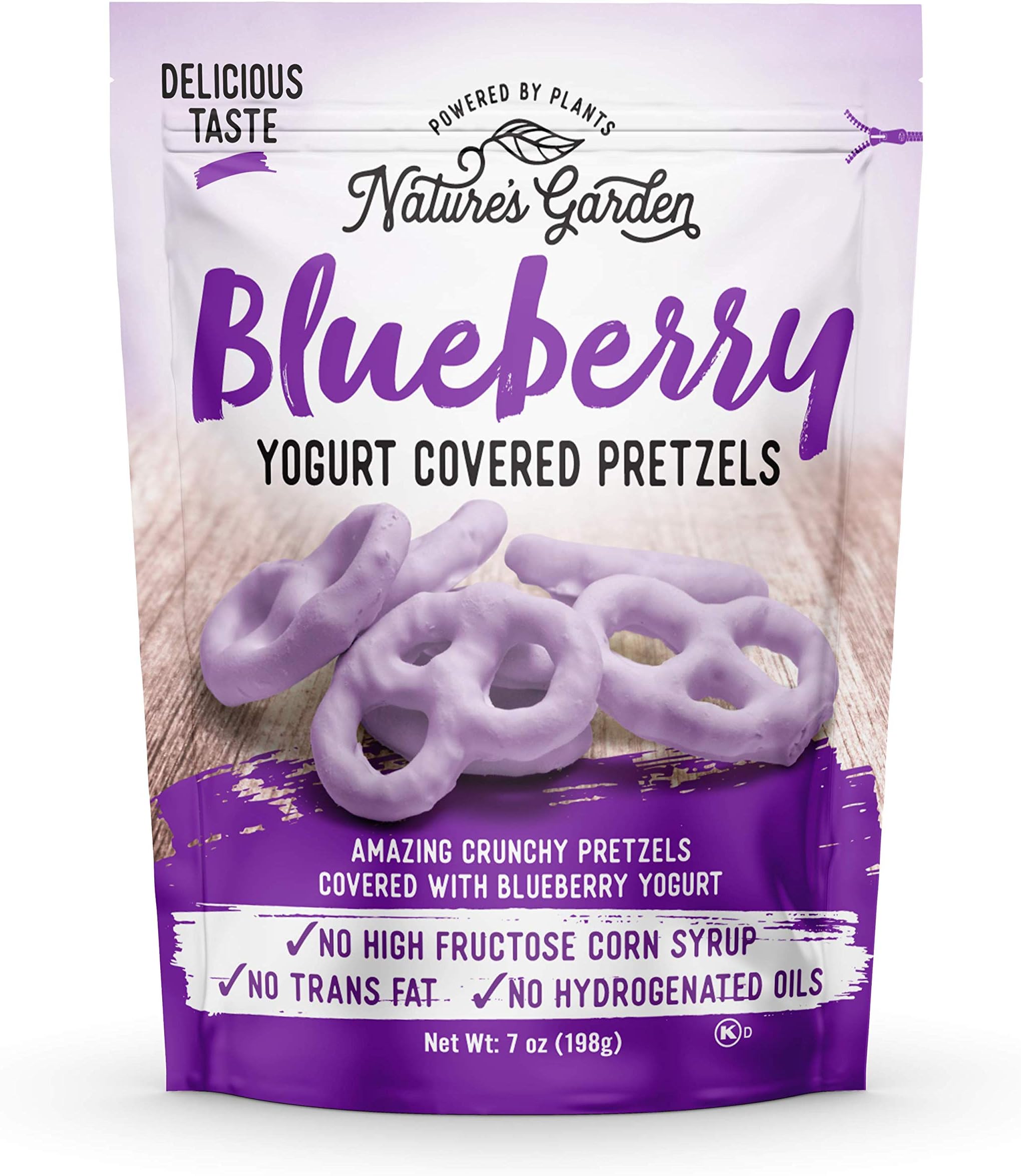 Nature's Garden Blueberry Yogurt Covered Pretzels, No Trans Fat, Indulgent Snack, Flavored Pretzels – 7 Oz Bag (Pack of 1)