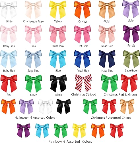 Miniatura 4 de RainbowPana - Paquete de 60 lazos de corbata de lujo, lazos de satén amarillos de 3 pulgadas, decoración de manualidades premontadas para paquete,