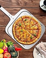 Vista 7 de Pala de pizza de 12 pulgadas, pala de aluminio para pizza (12 x 13.7 pulgadas) con diseño perforado y mango resistente al calor, herramienta