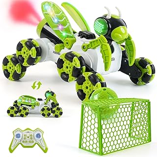 8 Wheels RC Stunt Car - Cool Mantis Remote Control Stunt Car, Birthday Gifts for Boys 6 7 8 9 10 11 12 Years Old, RC Off-Road Toy with 360-Degree Spin & Lights & Music & Spray for Kids