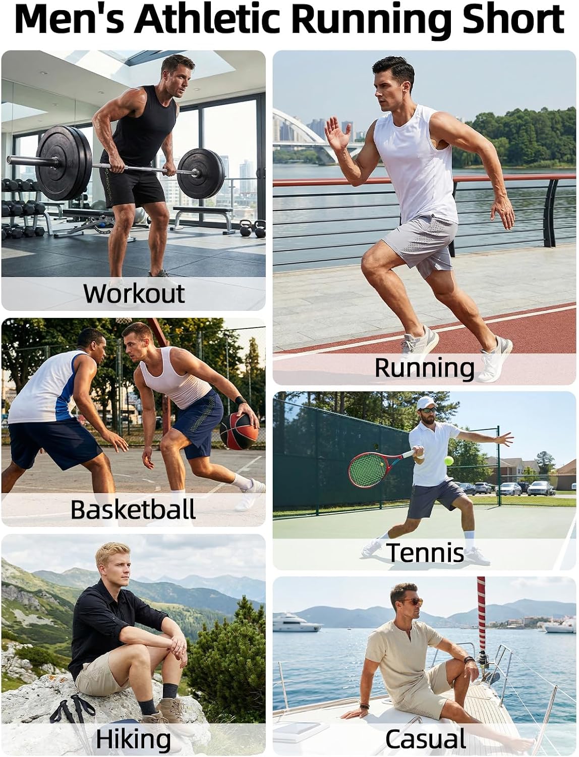 Men's Athletic Shorts 5/7 / 9" Quick Dry for Tennis Running Sports