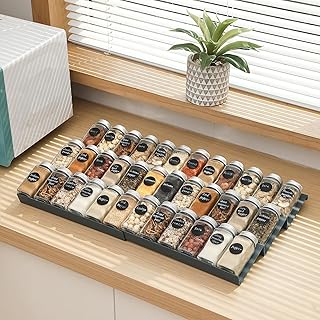 Famhap Spice Drawer Organizer, 6 Tier Expandable from 29.5cm to 59cm Seasoning Rack Tray Insert for Kitchen Drawers, Spice Rack Drawer for Spice Jars(Jars not included)