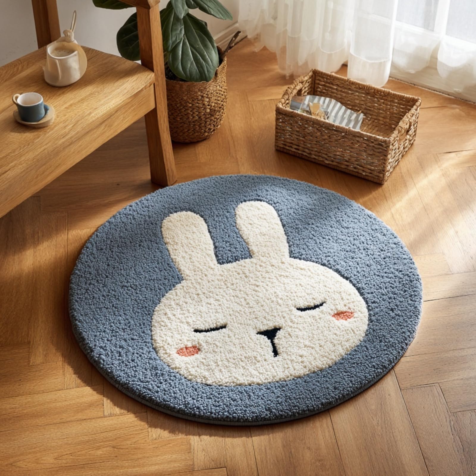 WallustrioaW Crochet Rug Making Kit for Adults,Cute Bunny,DIY Needlework Crafts for Home Decor,Latch Hook Kits Gift for Beginners Kids,50x50cm