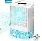 Portable Outdoor Air Conditioner Fan, EEIEER Personal Misting Humidifier Evaporative Air Cooler 3 Speeds 2/4H Timing 7 Col...