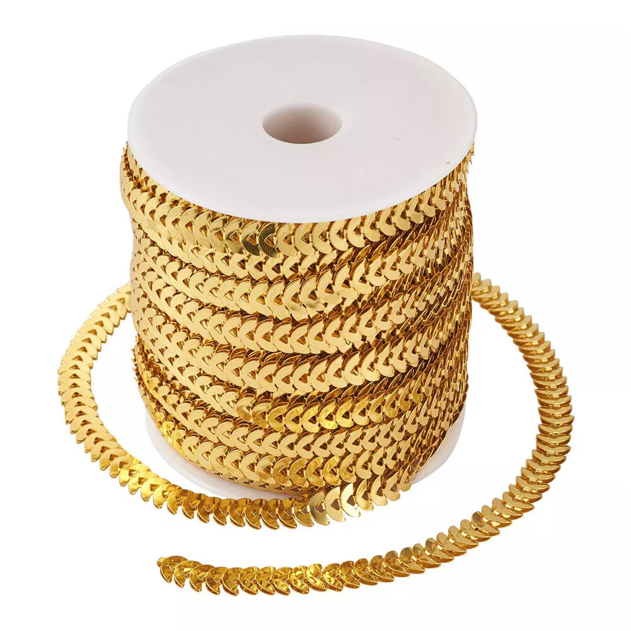 82,02 Piedi (25 m)/Rotolo Catene a Maglie saldate in Foglia di Ferro Dorato con Bobina 8,5X5 mm-Default