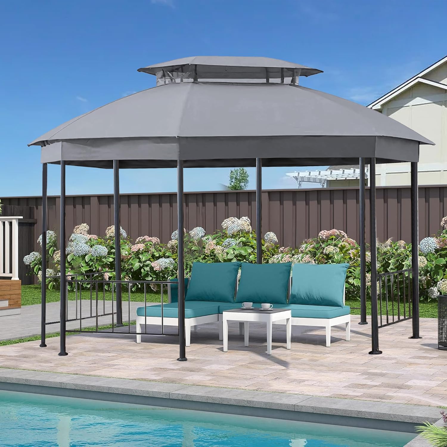SCOCANOPY Gray Replacement Canopy Compatible with Big Lots Wilson & Fisher Jefferies Gazebo Model A101013211