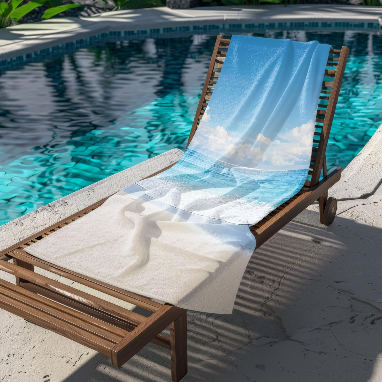 Genérico Toalla Playa 90X180 Cielo Azul Nubes Blancas Grande Toallas de Playa Microfibra Ligera Secado Rápido Sin Arena para Mujer Hombre Viajes Vacaciones Natación Camping