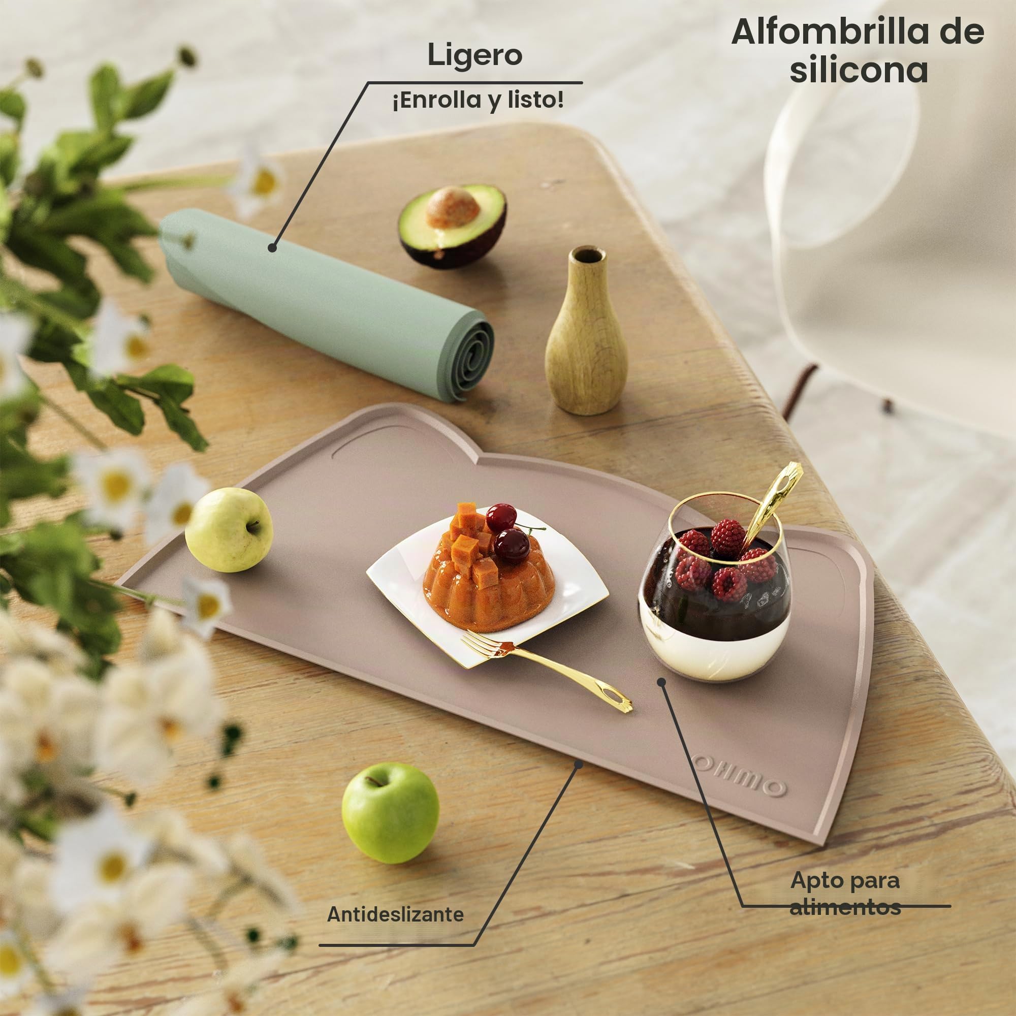 OHMO Alfombras para Comederos Perros y Gatos, Impermeable,(Beige, 46x25cm), Alfombrilla Silicona de Mascota