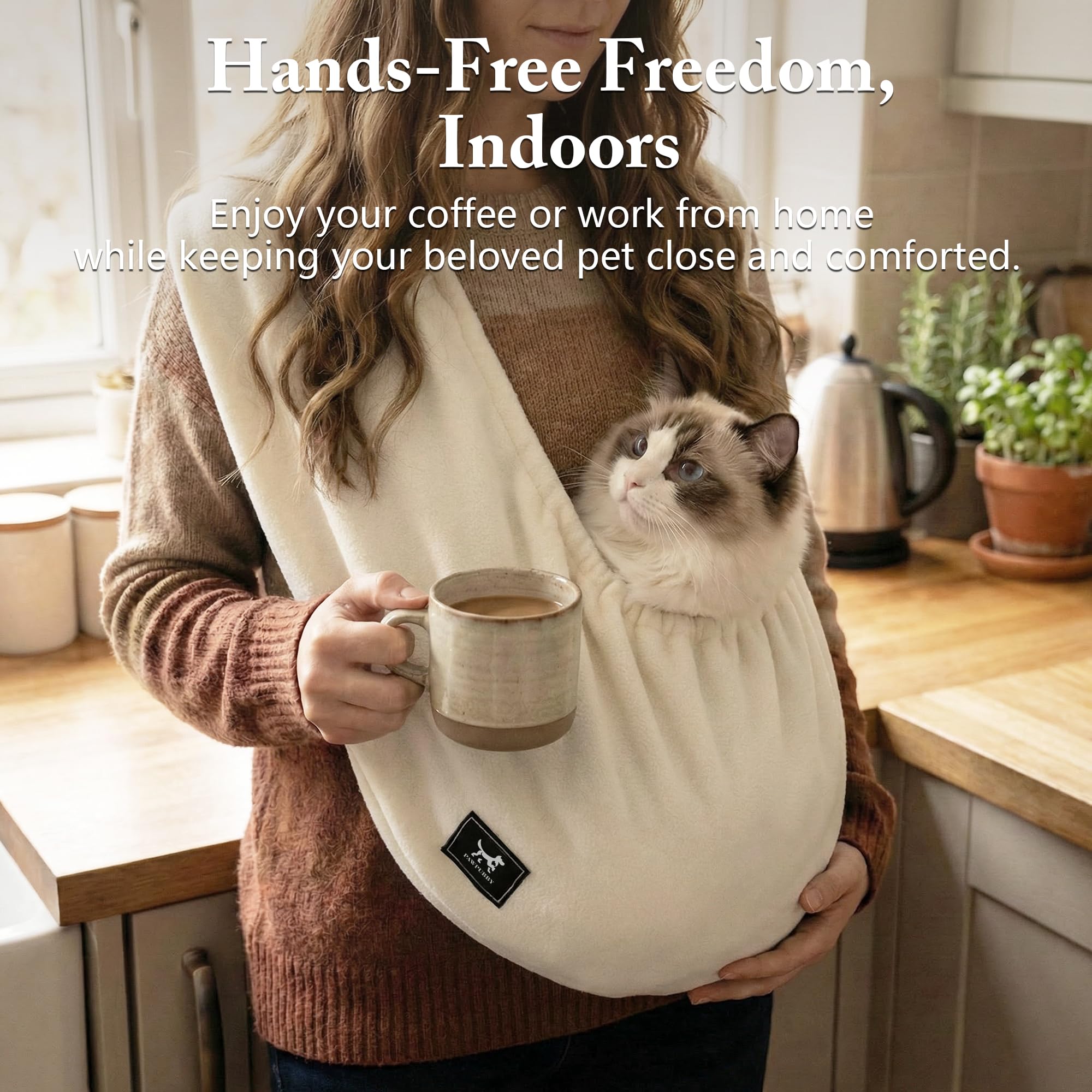 Sac de transport pour chat en bandoulière, porte-bébé pour animaux de compagnie mains libres pour petits chiens et chats - Sac de transport Pubby pour chaton doux et respirant, poche