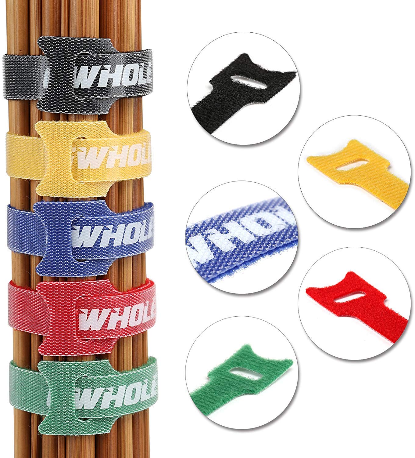 Gwhole Set di 60 fascette stringicavi, regolabili, riutilizzabili, 1,2 x 18 cm