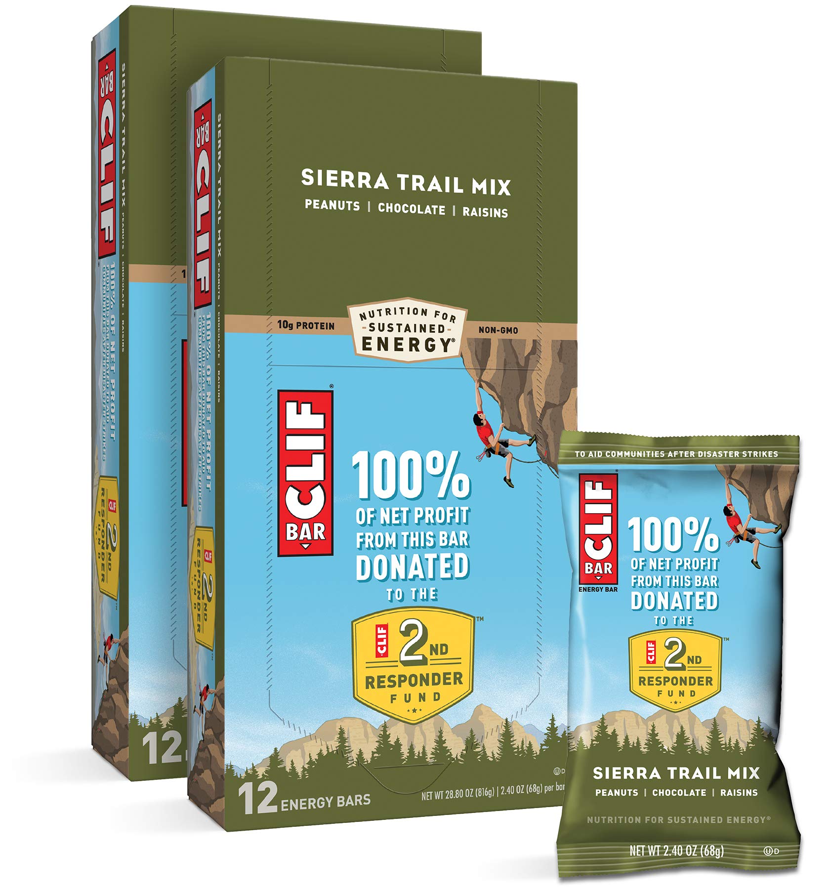 CLIF BARS - Energy Bars - Sierra Trail Mix - Made with Organic Oats - Plant Based Food - Vegetarian - Kosher (2.4 Ounce Protein Bars, 24 Count)