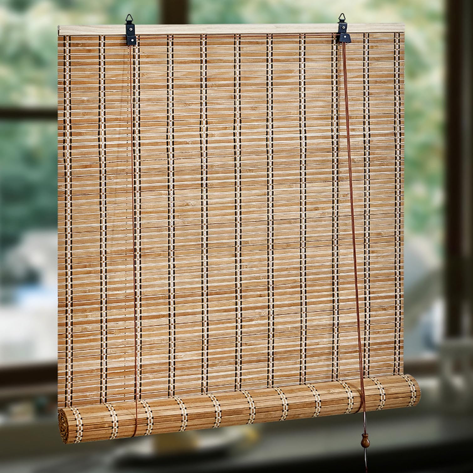 NIANXINN Naturel Store Bambou Exterieur Interieur Store Enrouleur Occultants,Store Vénitien Bois,Rideau À Rouleau en Bambou pour Fenêtres/Portes,Personnalisab,Largeur x Hauteur (105cm x 200cm)