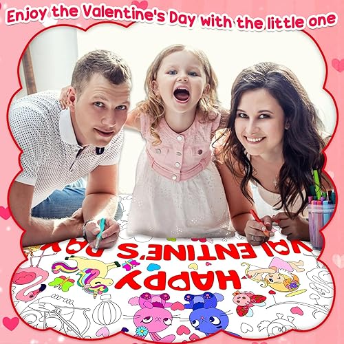 Miniatura 4 de Paquete de 2 pósteres gigantes para colorear para el día de San Valentín, póster grande para colorear para niños, día de San Valentín, páginas para