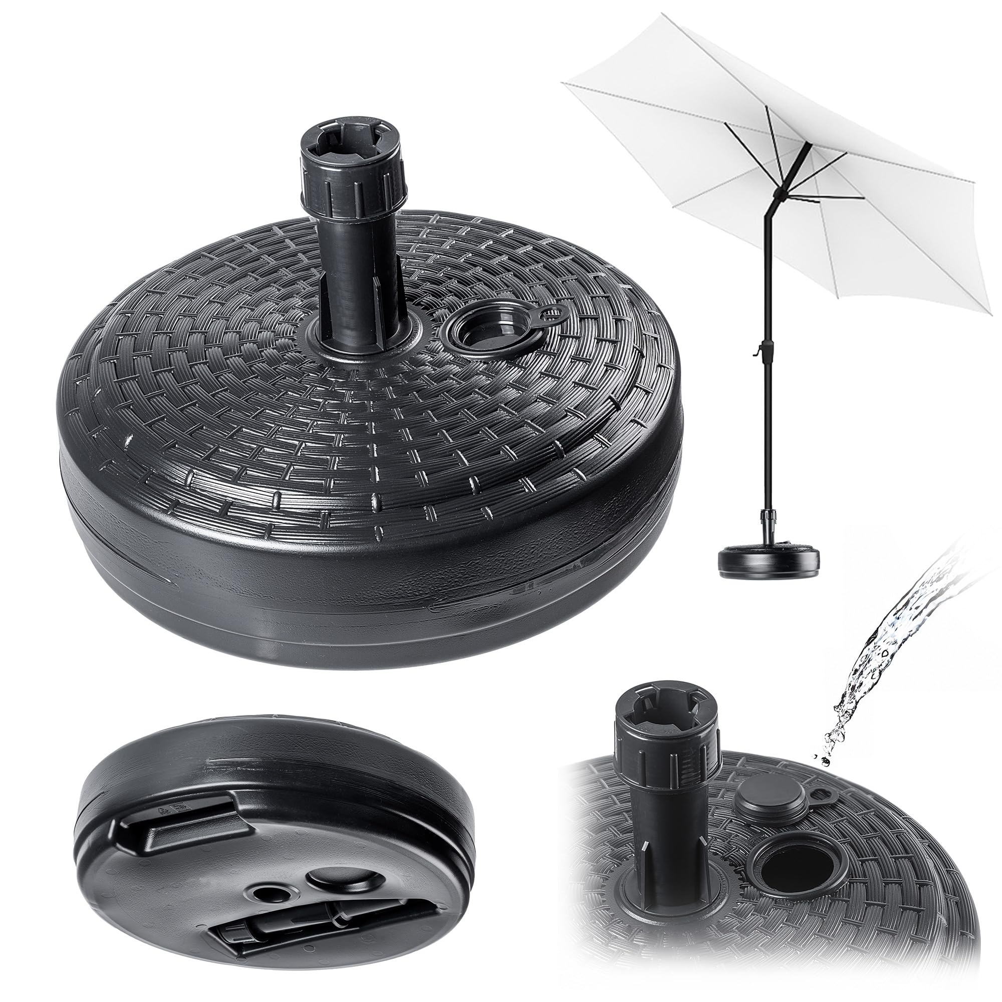 KADAX Pied De Parasol Rond à Remplir - Support Plastique Jardin Terrasse Plage - Version Carrée Anthracite