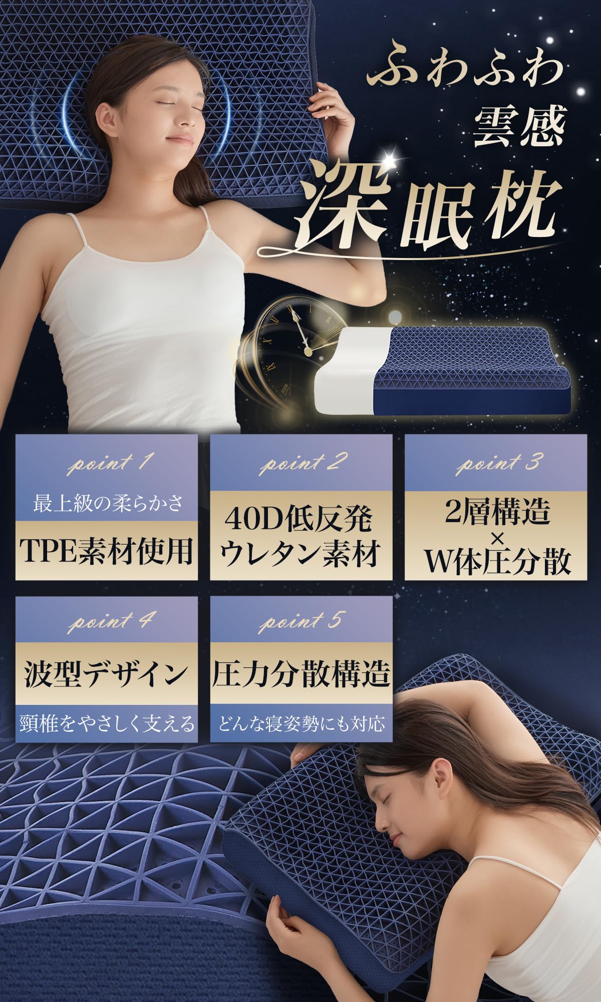 Amazon｜Softime 枕 まくら ジェル枕 【超柔らかいTPE+40D低反発