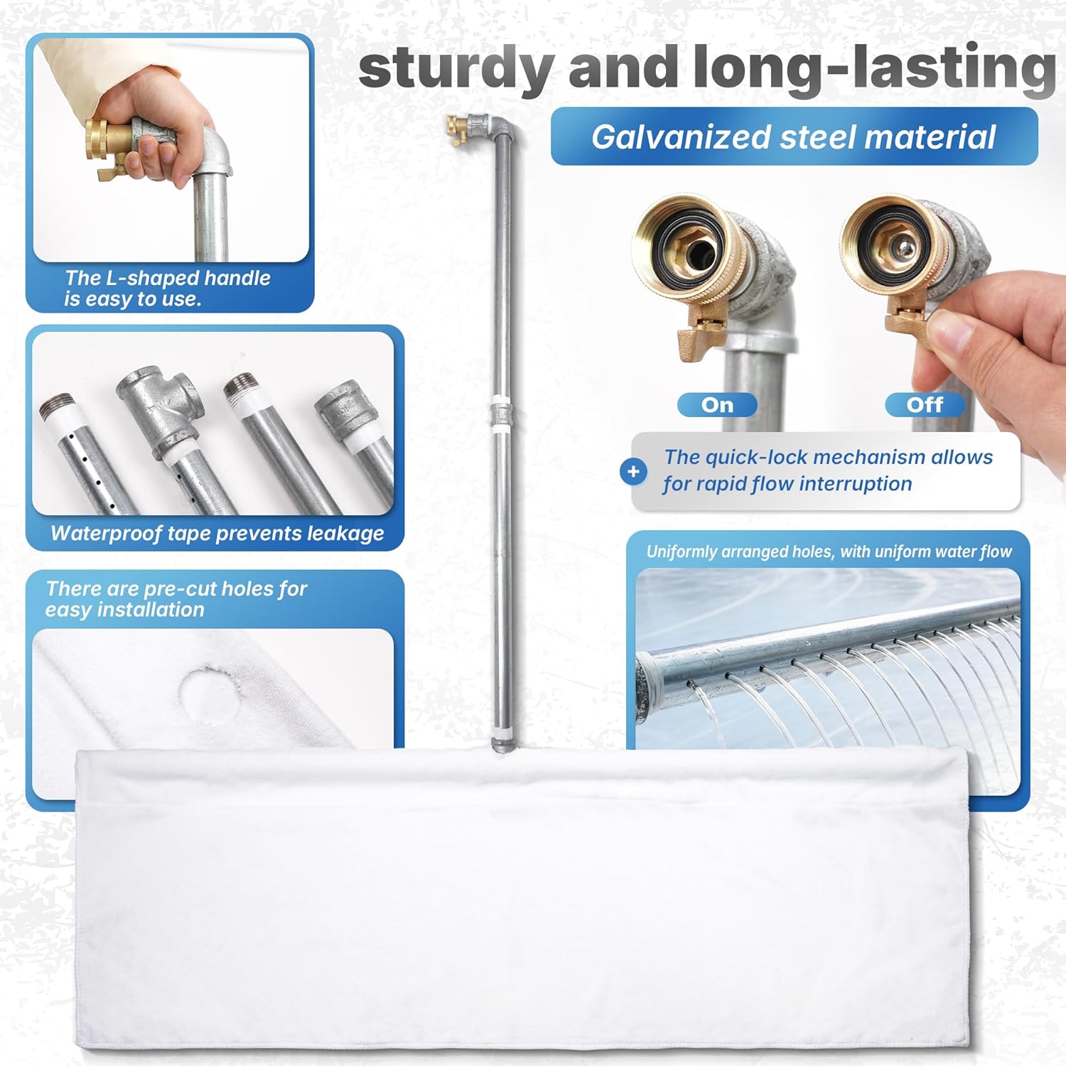 Backyard Ice Rink Resurfacer Groomer 40" Wide Portable Hand Held Backyard Ice Rink Kit Tool for Smoothing Out Christmas Village Ice Skating Rink, Galvanized Steel, Includes Resurfacing Mat