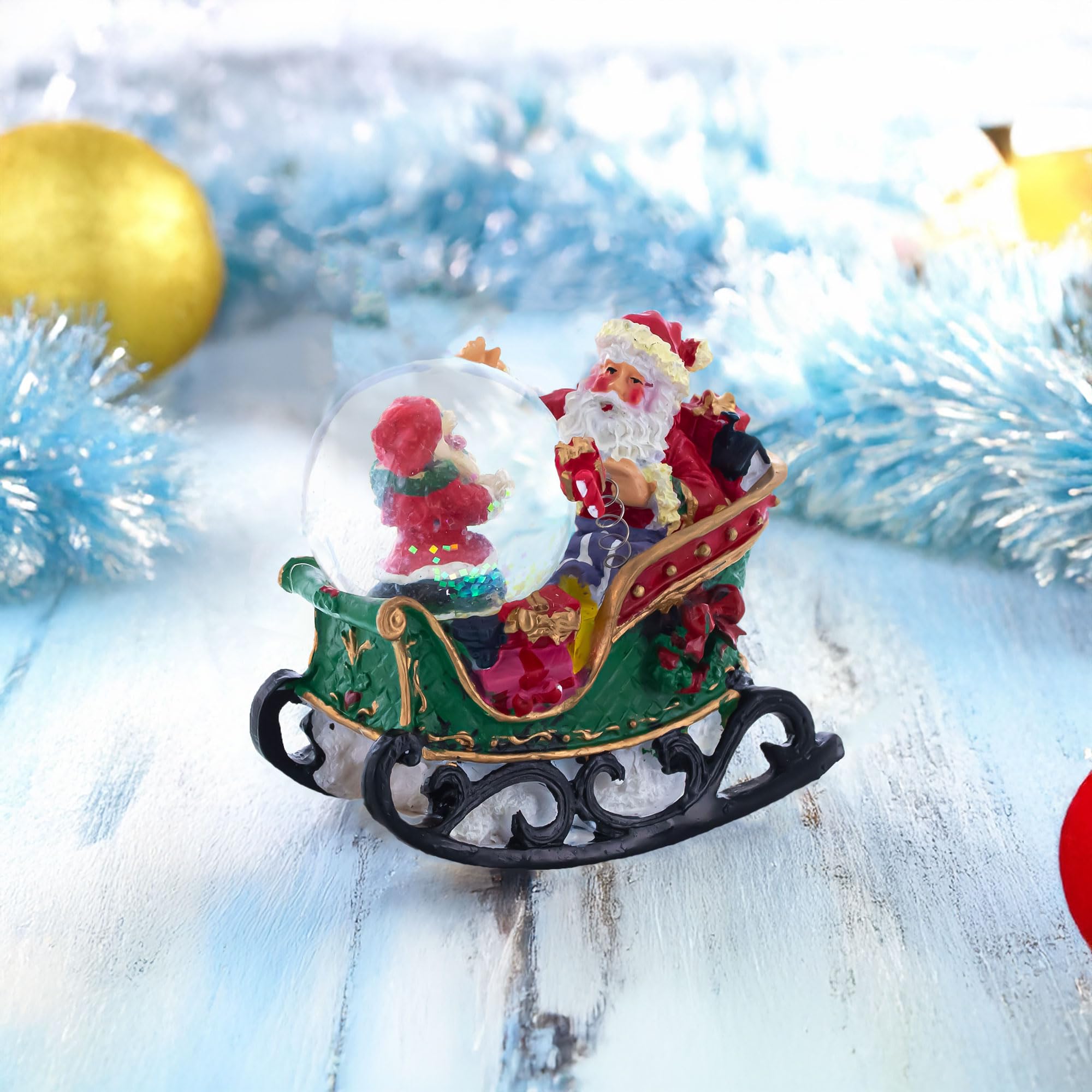 Santa's Joyful Sleigh Ride Mini Snow Water Globe