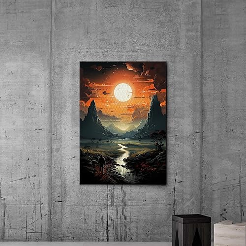 Miniatura 3 de Canvas Framed Canvas Wall Art Wood Panel, Night Riders, Two Cowboys Print, Night Scene Print, Cowboy Riding Horse Art, Nature Prints, Canvas, Wall