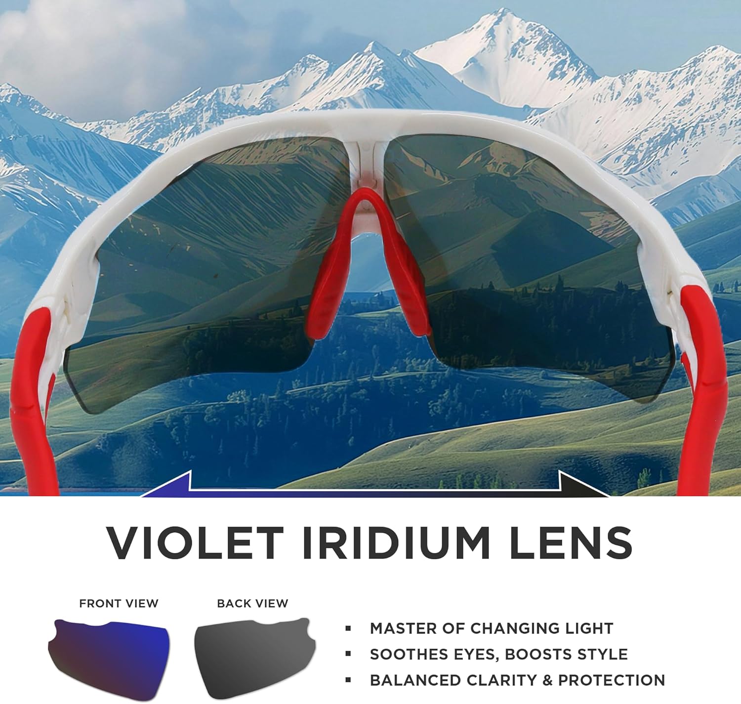 Cycling Sunglasses for Men Women Youth, Wrap Around Sports Sunglasses for Running Climbing Bike Baseball Softball Golf - Image 4