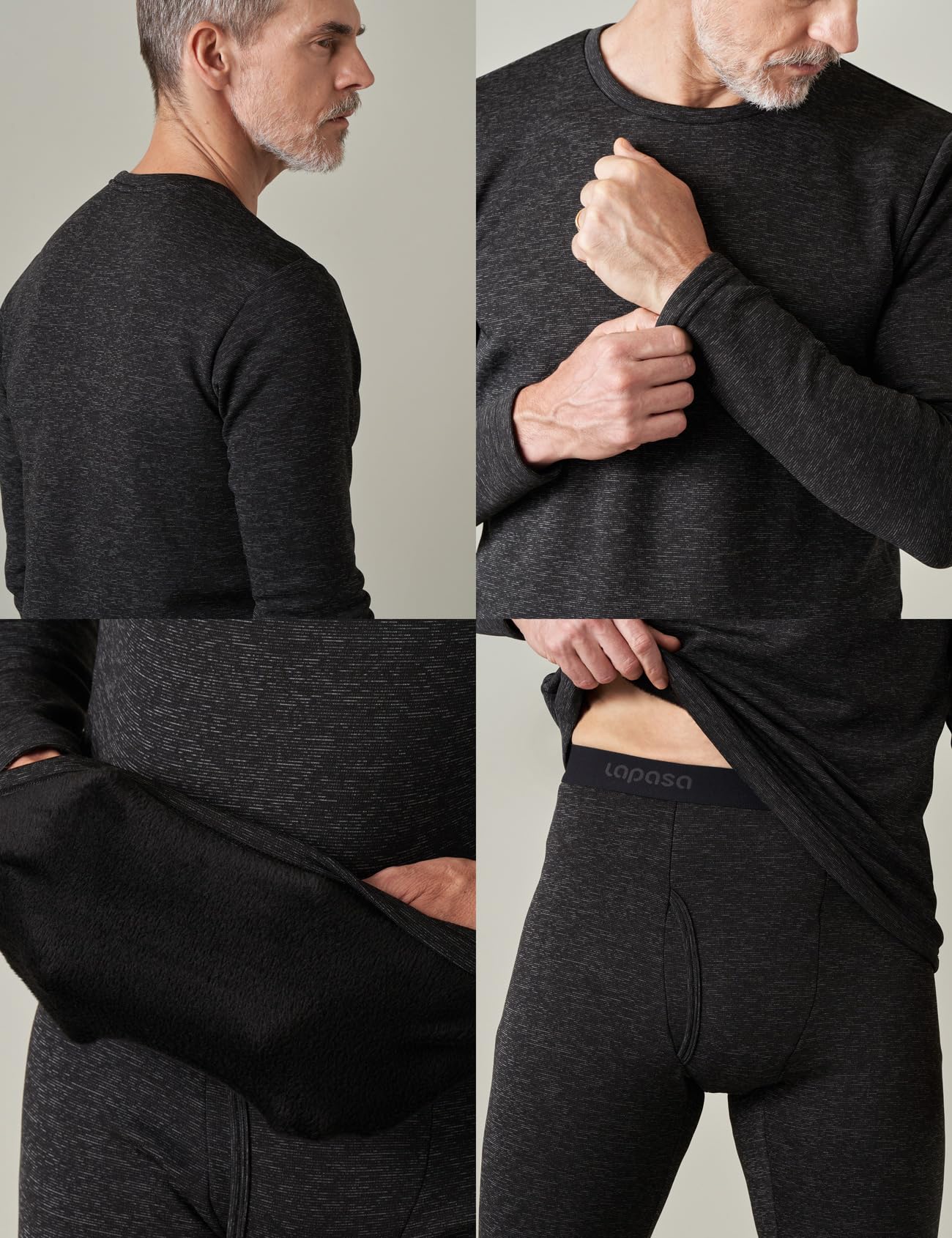LAPASA Completo Termico Uomo in Pile Calzamaglie Termica & Maglie Termiche Set Sport Invernali Sci Snowboard Sport Running Trekking Caldo/più Caldo/Extra-Caldo М11