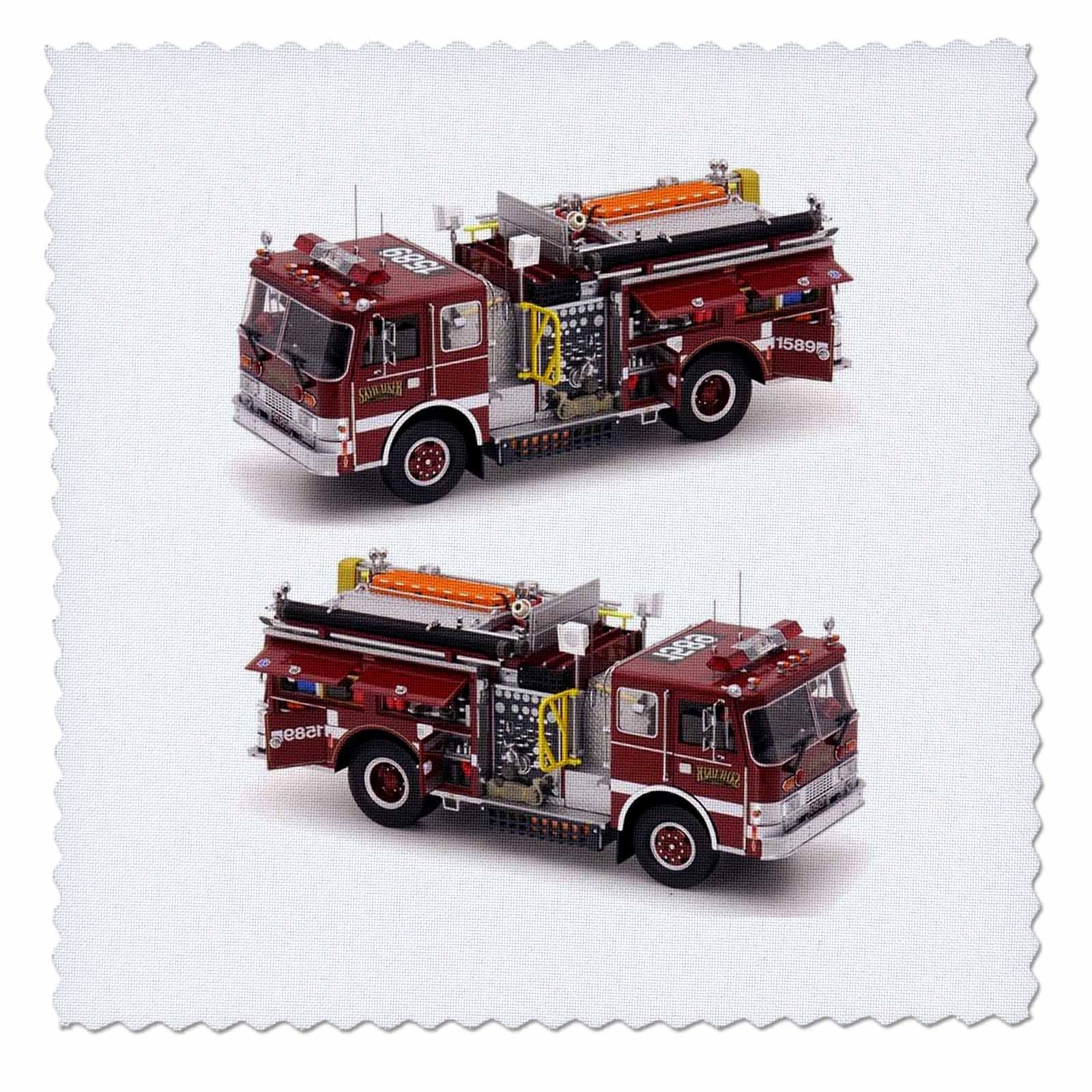 10x10 inch Quilt Square - Fire Truck Trucks