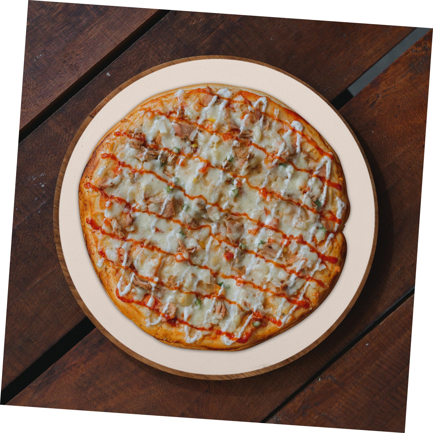 SOLUSTRE Runder Pizzastein aus Cordierit für Backofen und Grill Backzubehör für Pizza und Hitzebeständig und Feuchtigkeitsabsorbierend für Verschiedene Gerichte