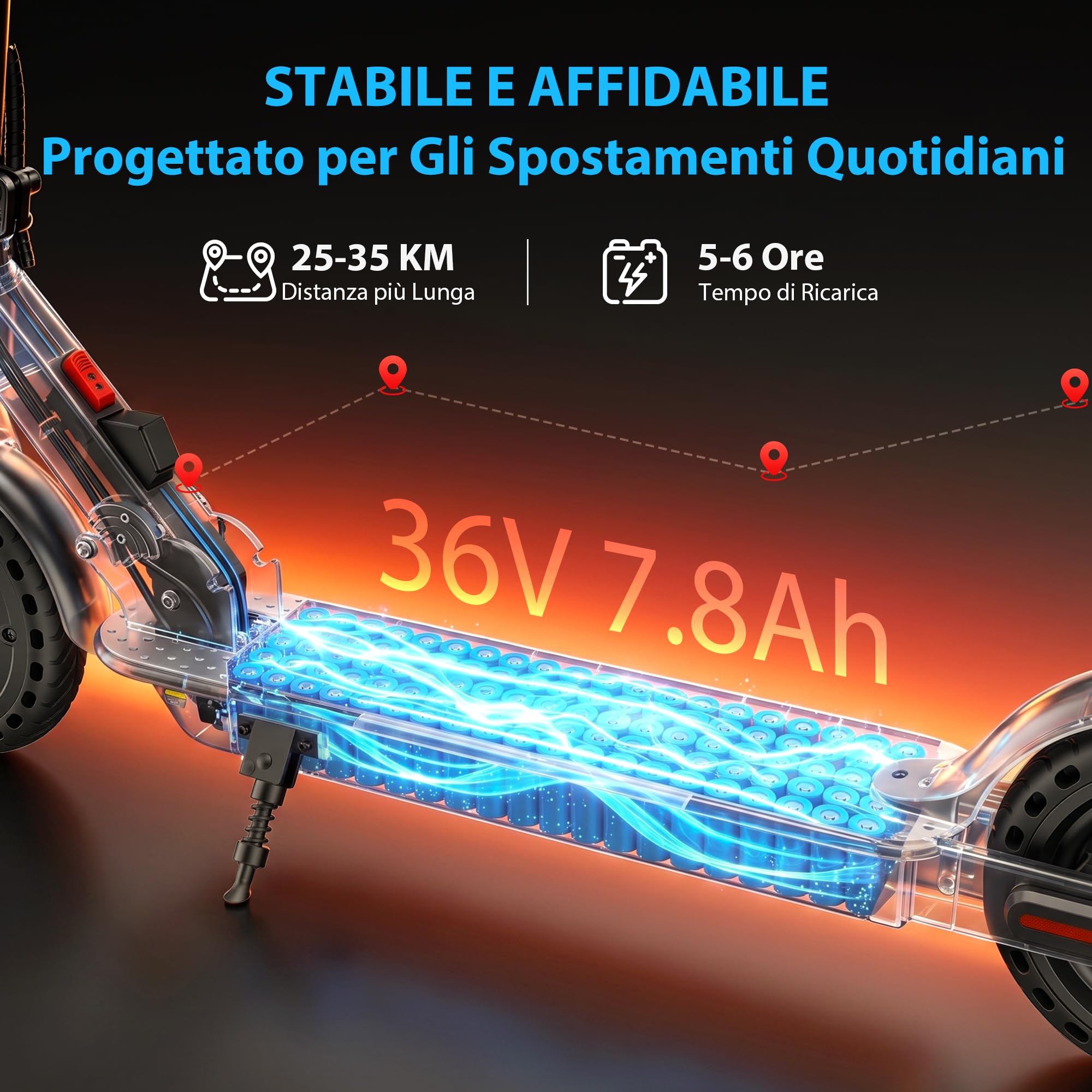 W3C Monopattino Elettrico Adulto, Pieghevole Scooter Elettrico, Velocità Fino a 25 Km/h, 25-35Km di Autonomia, Motore da 500W, 8.5" Pollici a Nido D'ape Resistente All'usura
